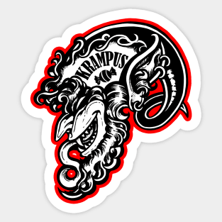 Smiling Krampus - Red Outlined, Black Design Version Sticker